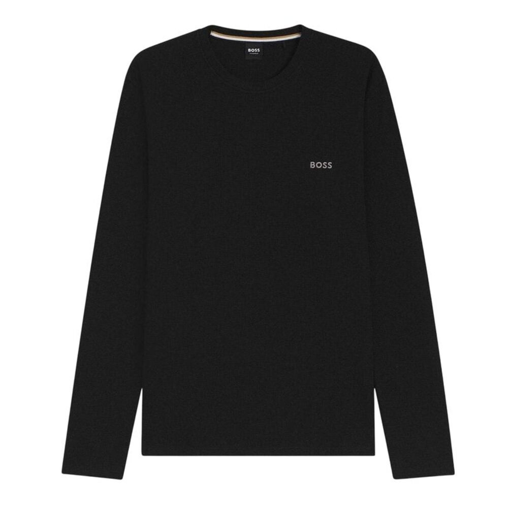 Hugo Mens Waffle Knit Long-Sleeved Shirt / Black
